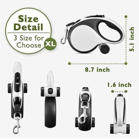 Other - Premium Black and White Retractable Dog Leash